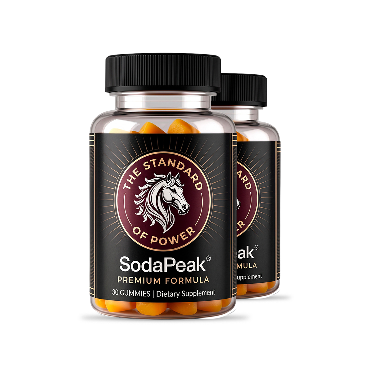 Two bottles of SodaPeak Premium Formula gummies
